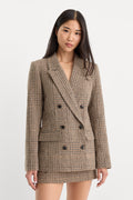 Premium THE DOUBLE BREASTED BLAZER BROWN PLAID