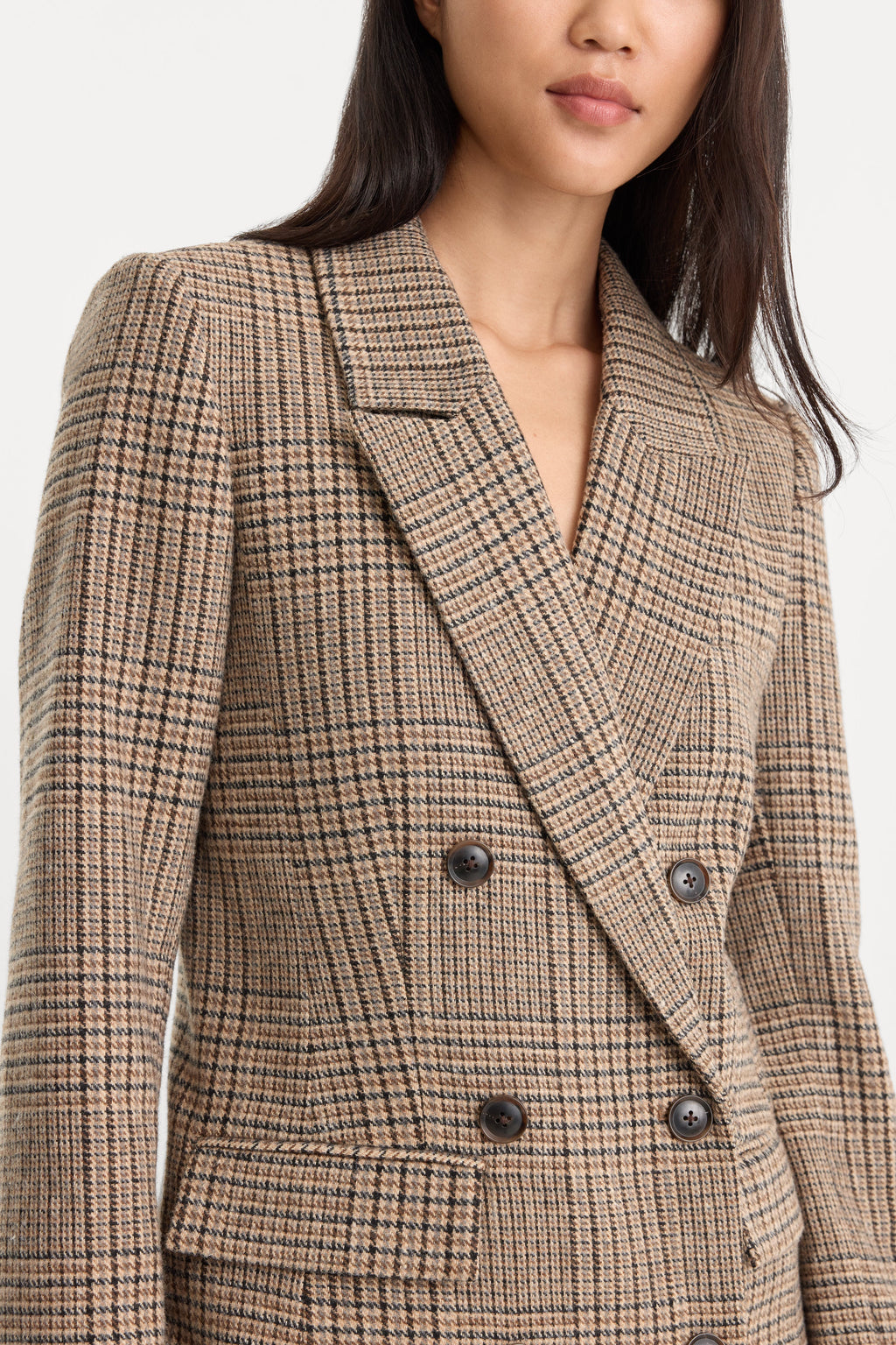 Premium THE DOUBLE BREASTED BLAZER BROWN PLAID