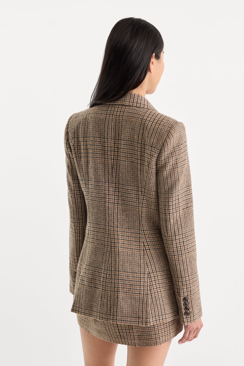Premium THE DOUBLE BREASTED BLAZER BROWN PLAID