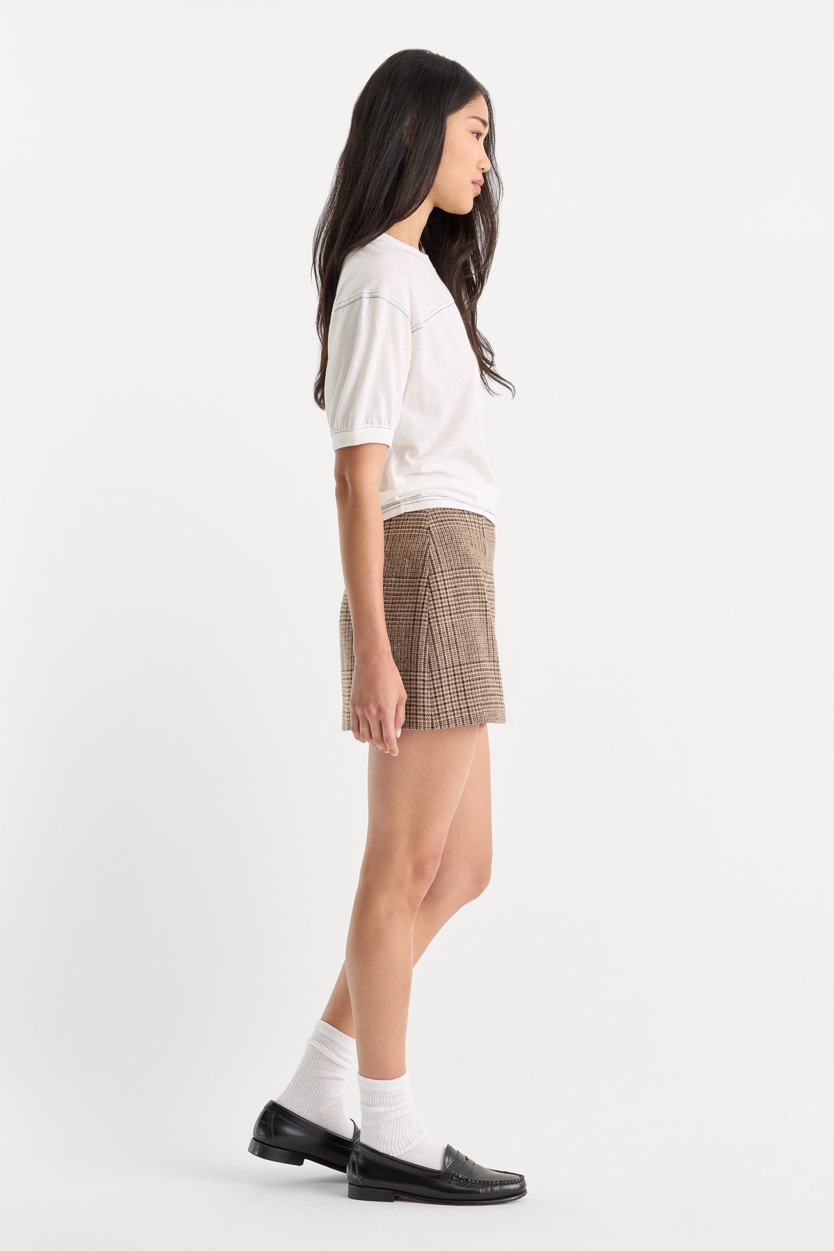 Premium THE WOOL MINI SKIRT BROWN PLAID