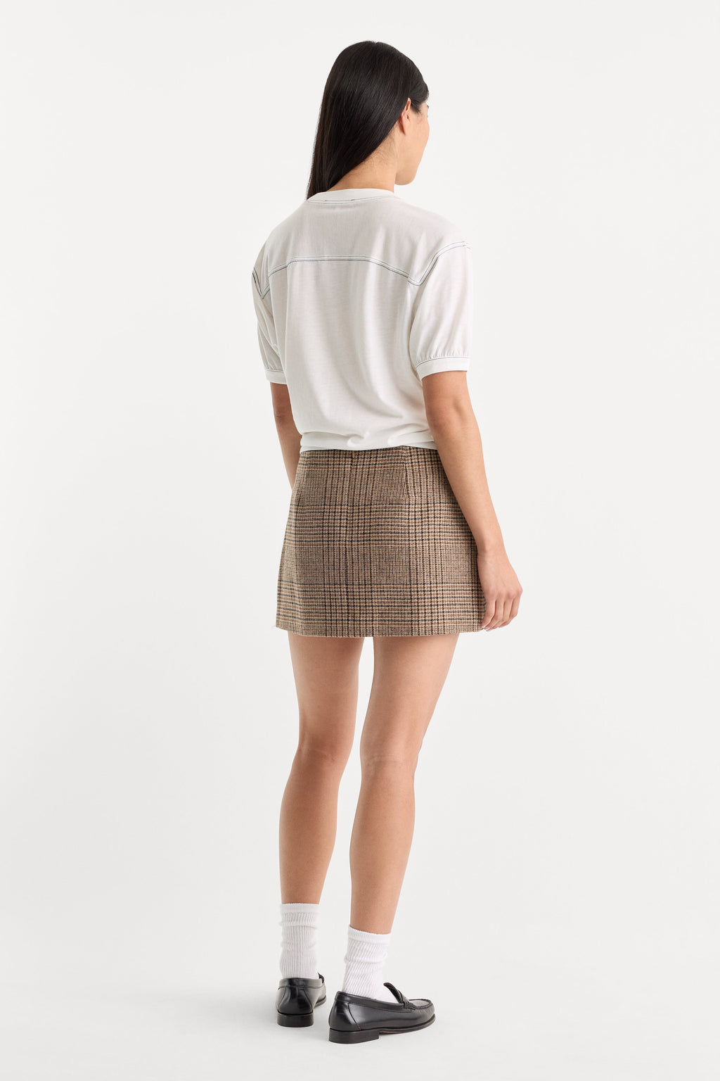 Premium THE WOOL MINI SKIRT BROWN PLAID