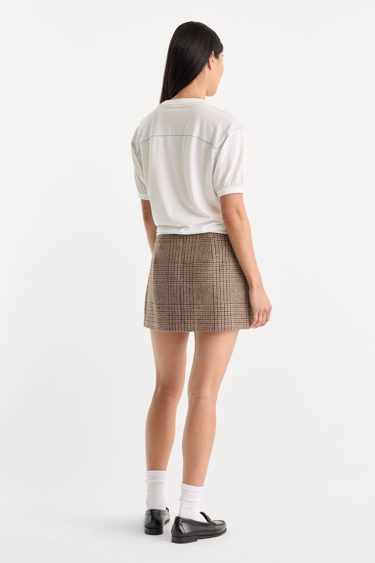 Premium THE WOOL MINI SKIRT BROWN PLAID