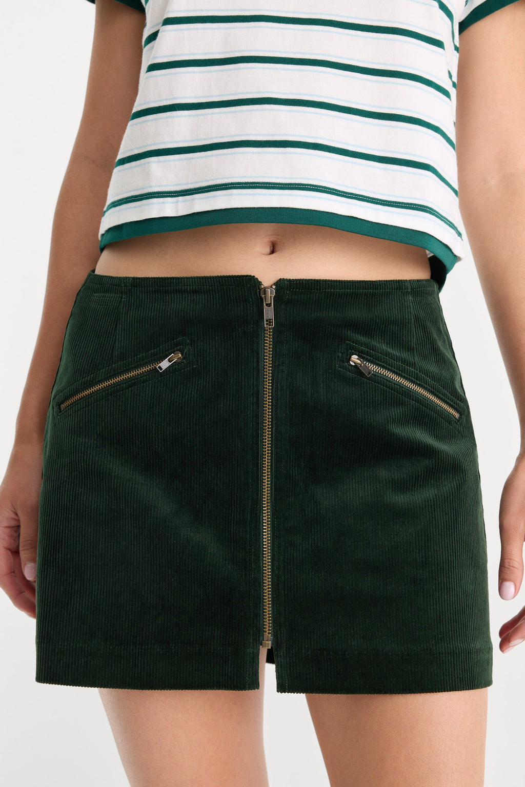Premium THE CORD MINI SKIRT FOREST GREEN