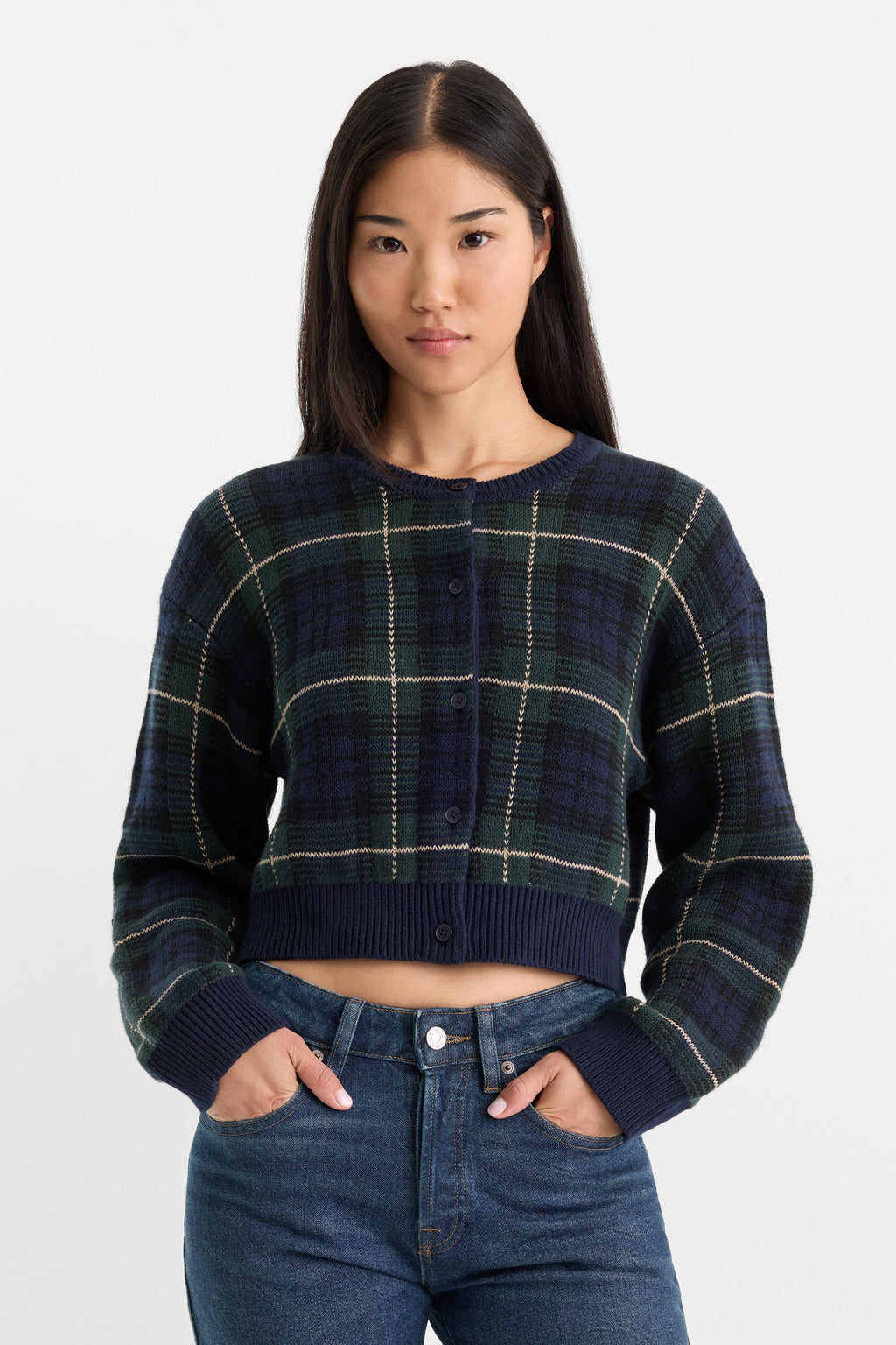 Premium THE JACQUARD CARDIGAN FOREST PLAID