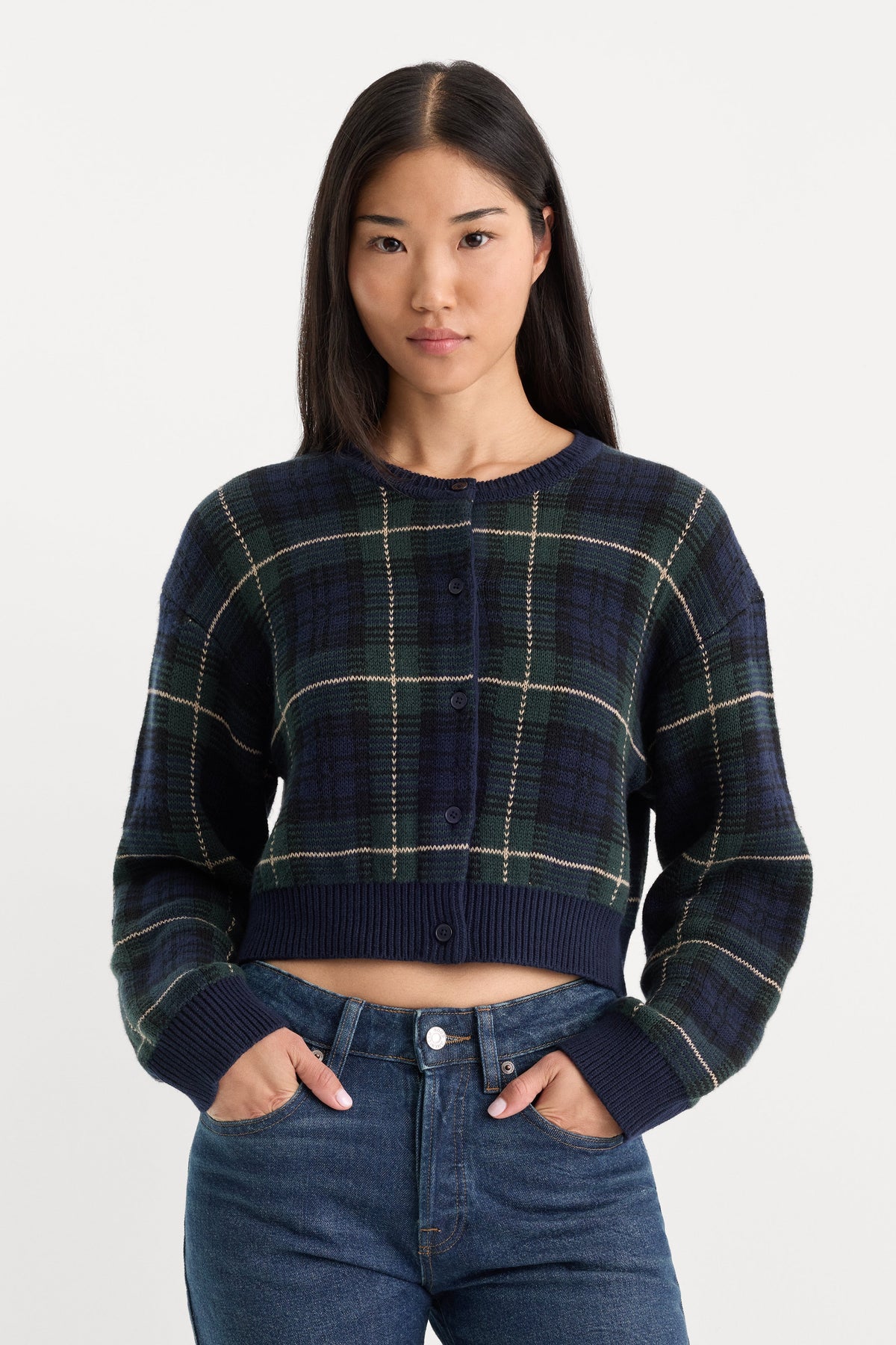 Premium THE JACQUARD CARDIGAN FOREST PLAID