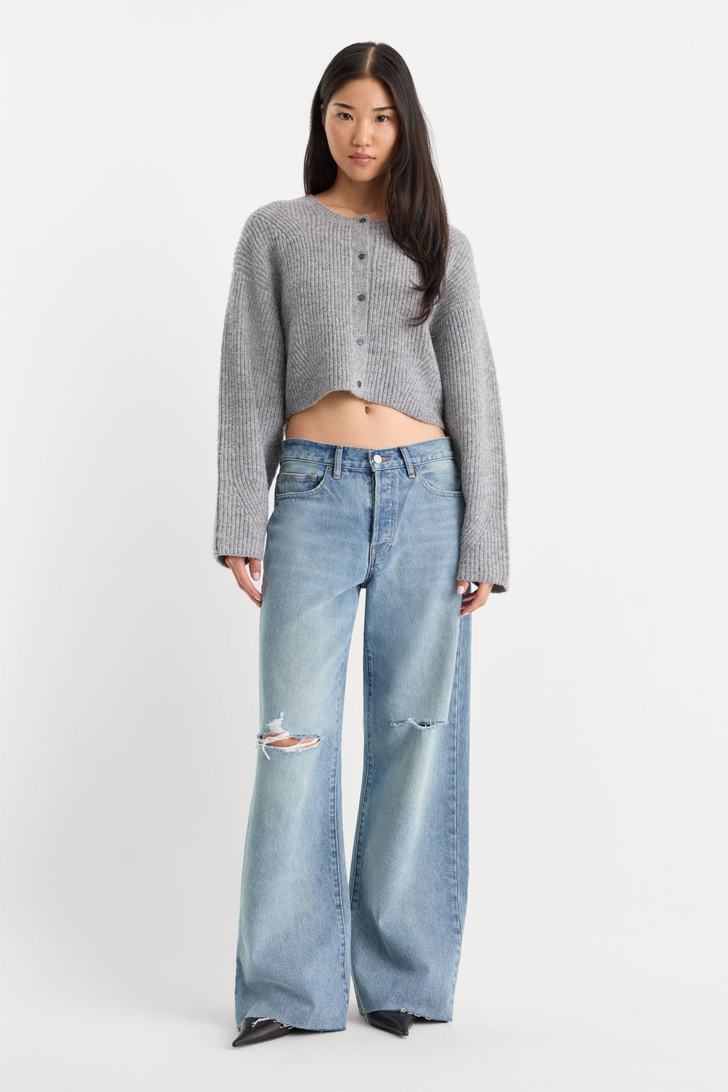 Premium THE CHUNKY KNIT CARDIGAN HEATHER GREY
