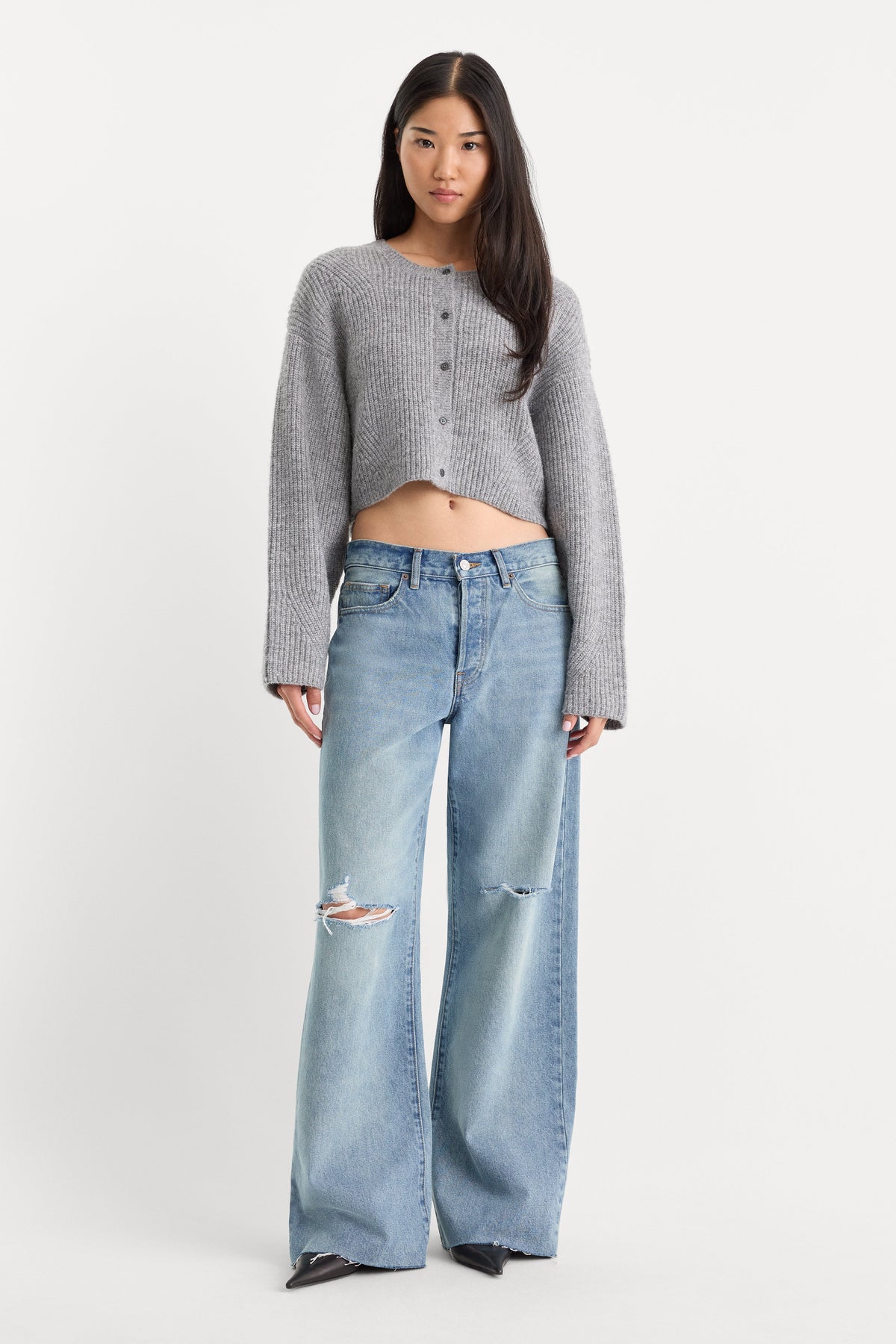 Premium THE CHUNKY KNIT CARDIGAN HEATHER GREY