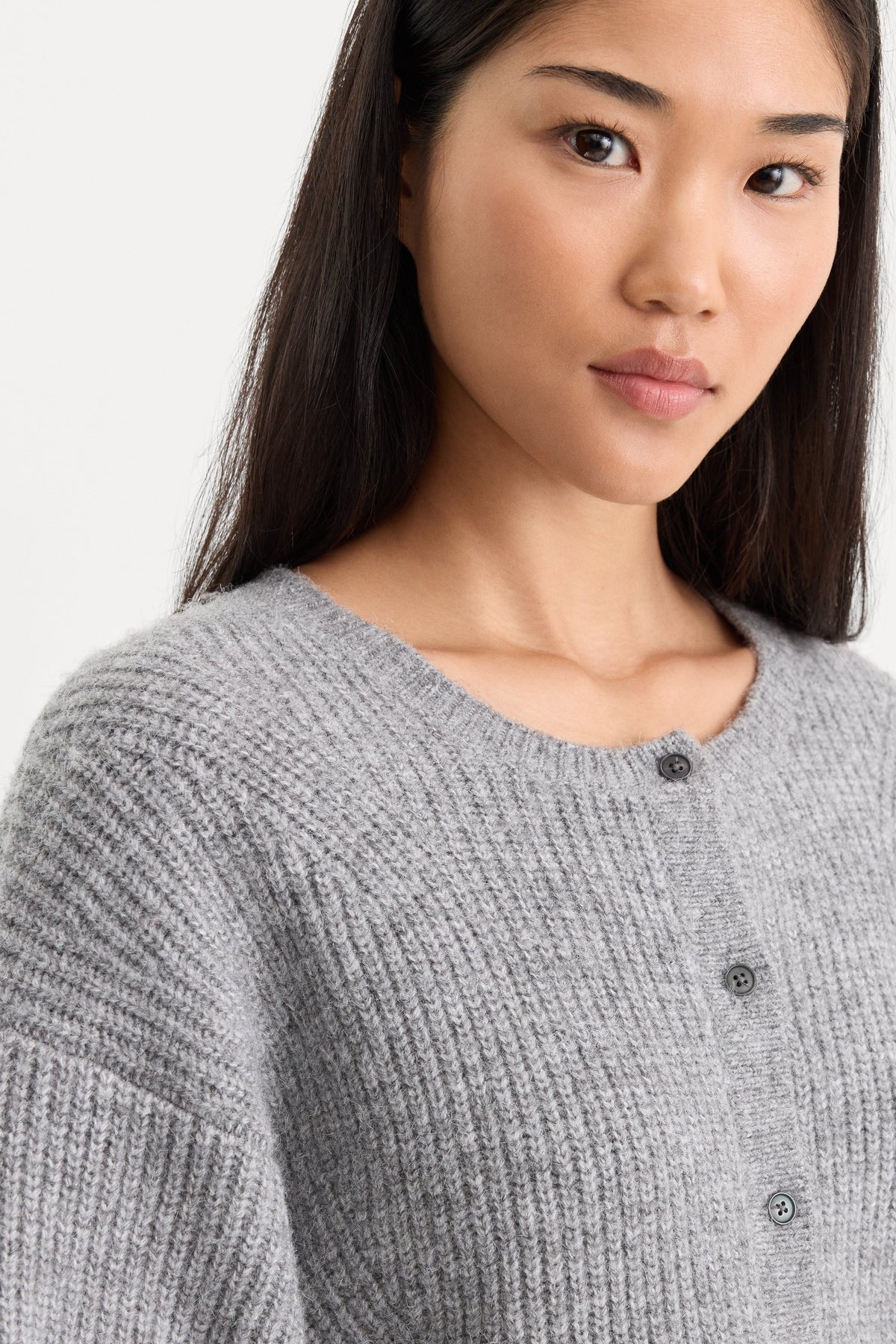 Premium THE CHUNKY KNIT CARDIGAN HEATHER GREY