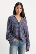 Premium THE CRINKLE EASY SHIRT BLUE PLAID