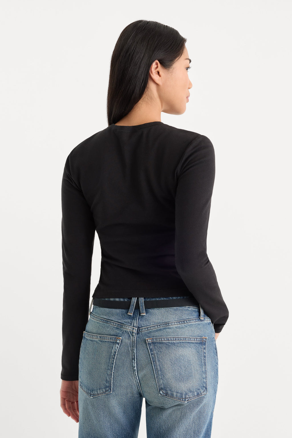 Premium THE LONG SLEEVE BABY TEE BLACK