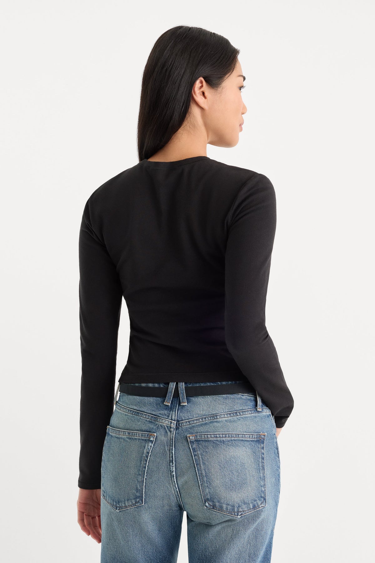 Premium THE LONG SLEEVE BABY TEE BLACK