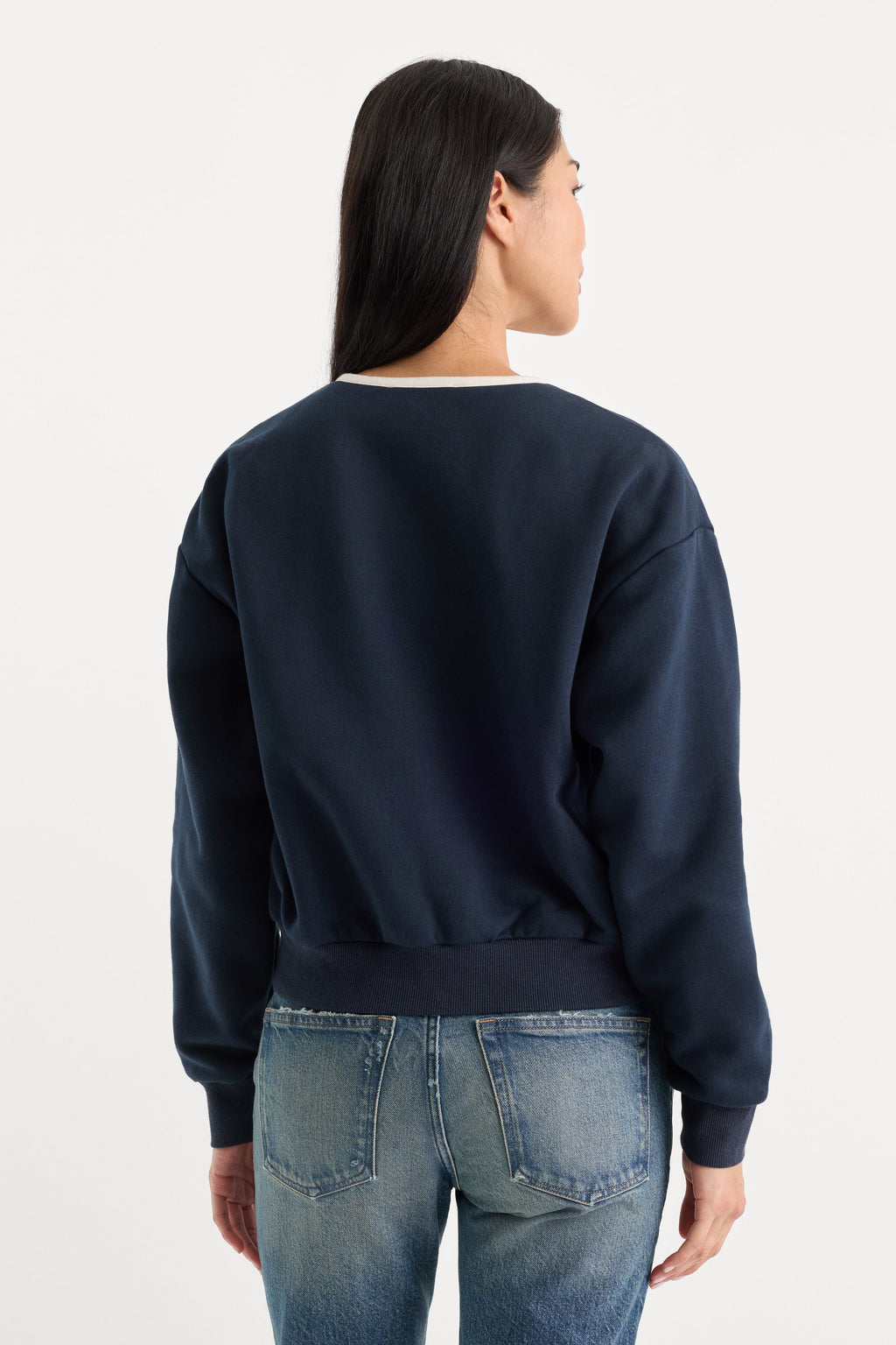 Premium THE BRUSHED FLEECE HENLEY NEW NAVY
