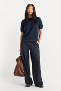 Premium THE PINSTRIPE PULL ON TROUSER NAVY PINSTRIPE