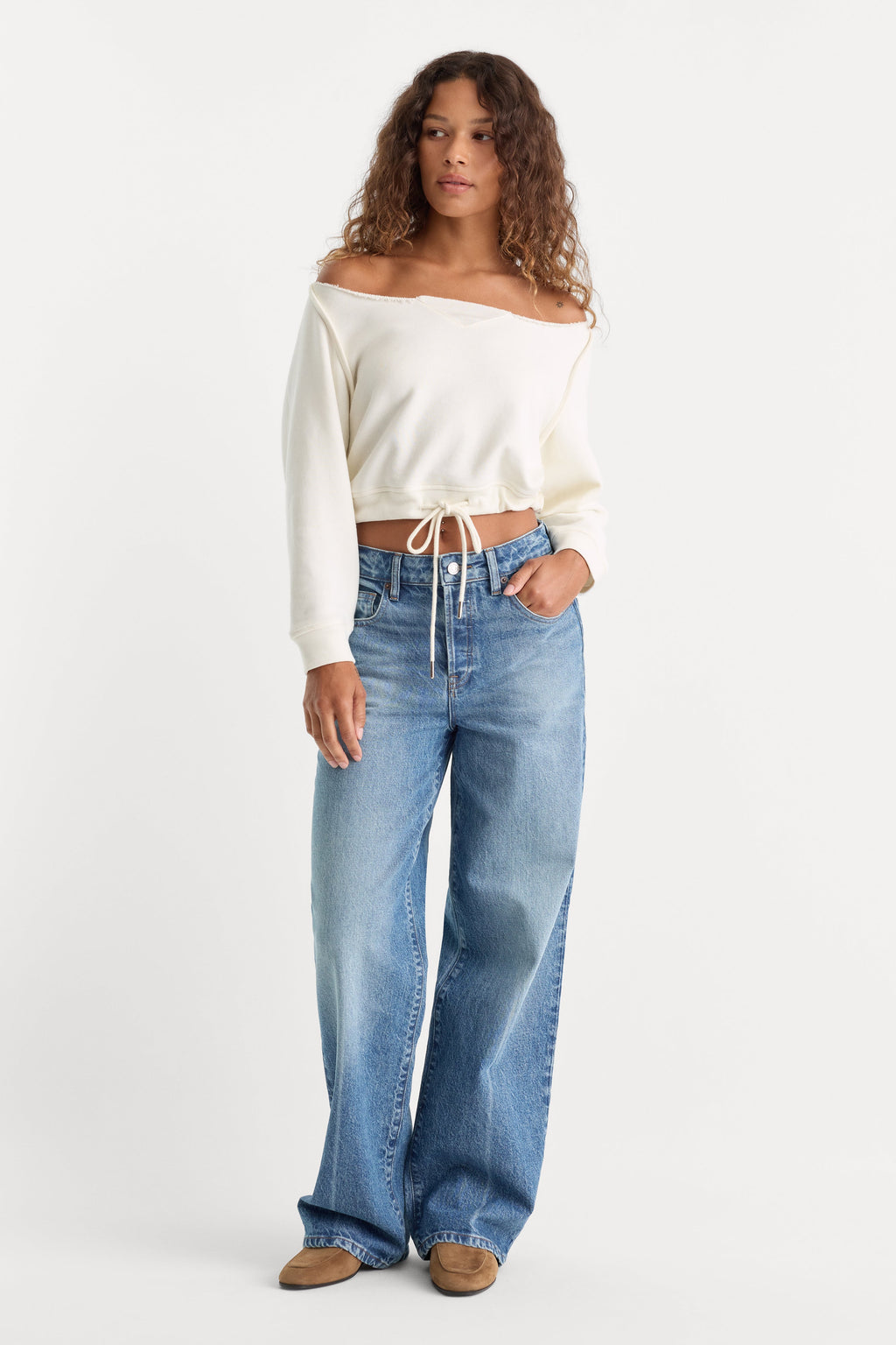 Premium THE FRENCH TERRY TIE SWEATSHIRT CHALK