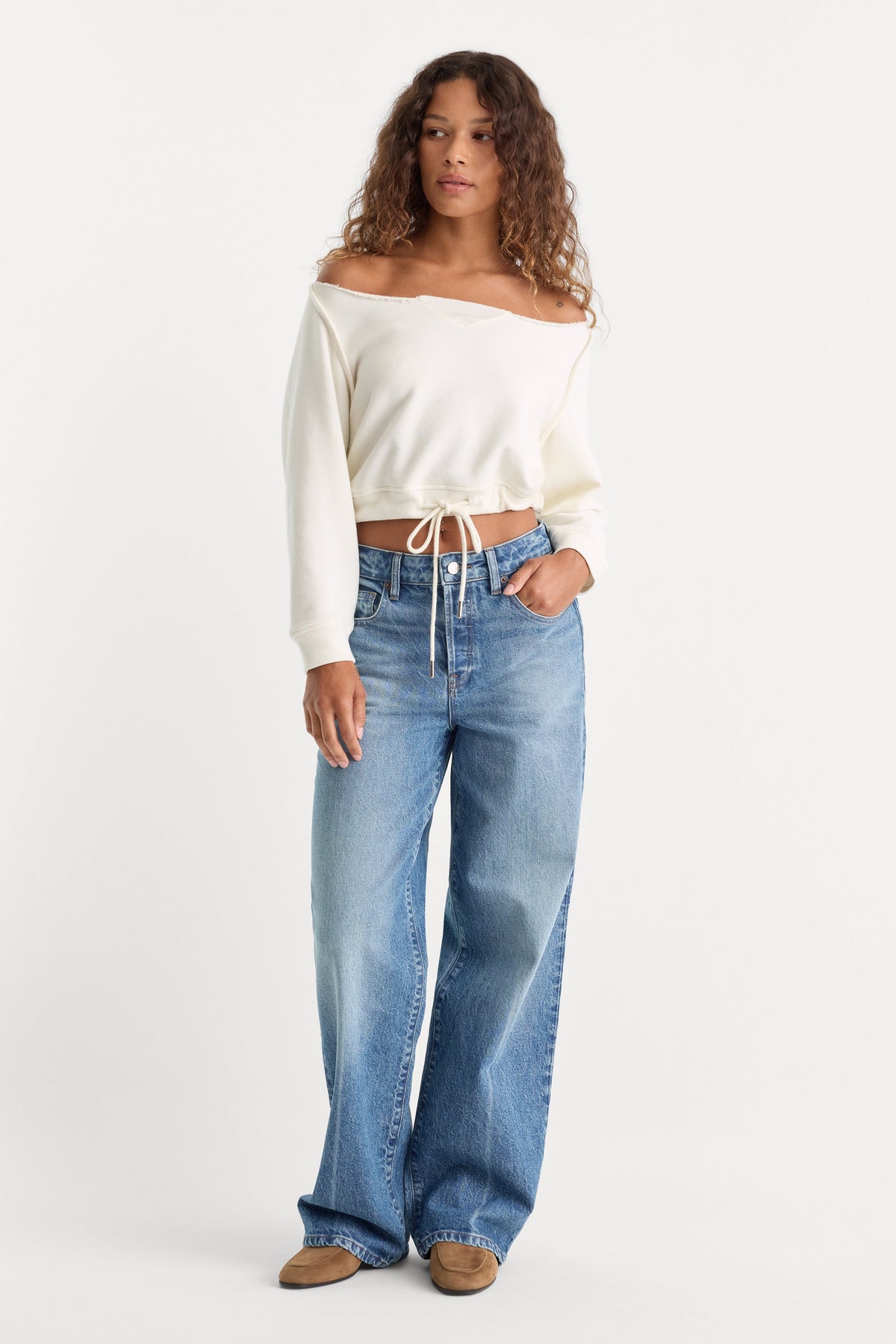 Premium THE FRENCH TERRY TIE SWEATSHIRT CHALK
