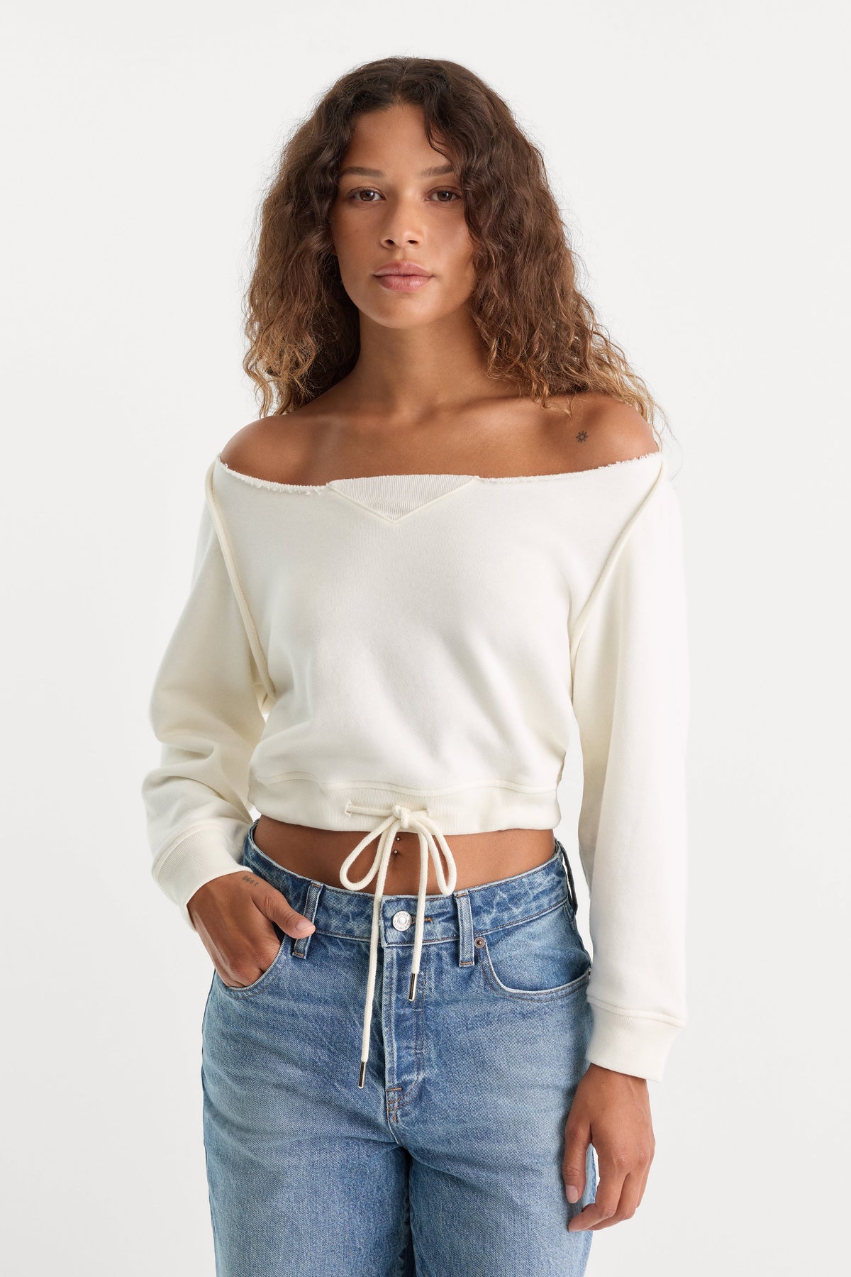 Premium THE FRENCH TERRY TIE SWEATSHIRT CHALK