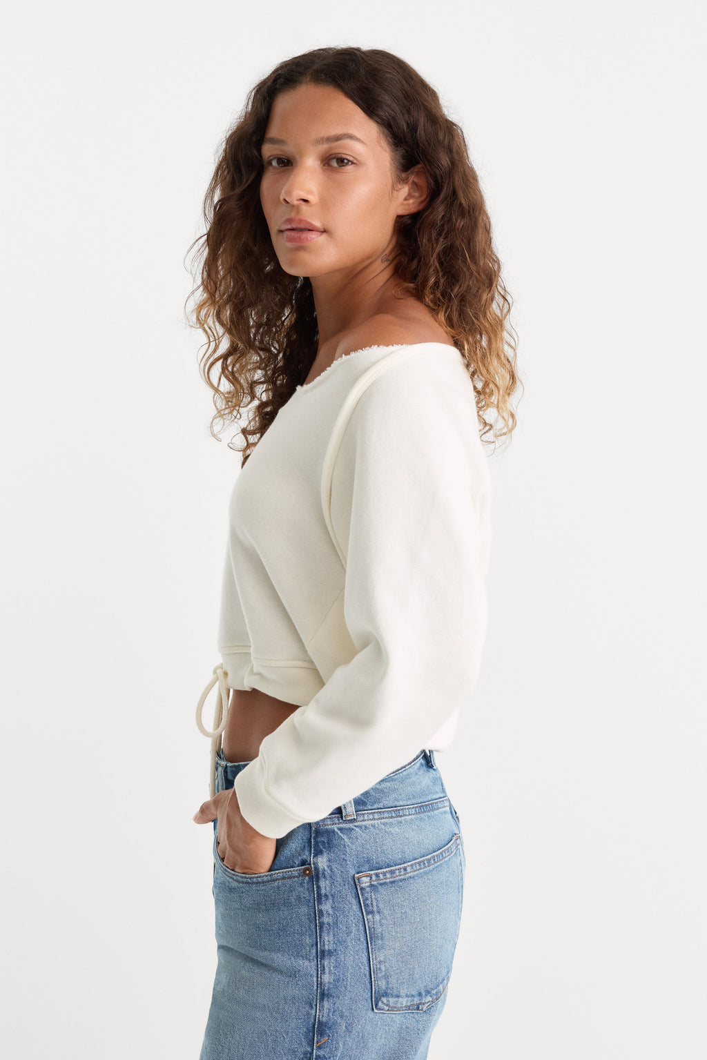 Premium THE FRENCH TERRY TIE SWEATSHIRT CHALK