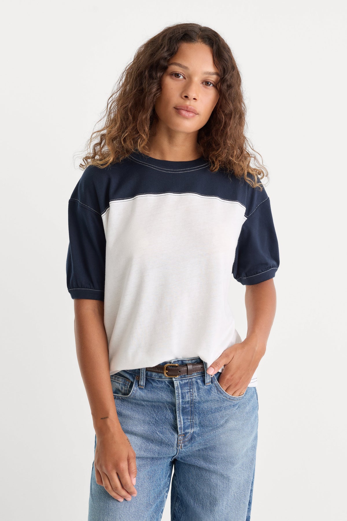 Premium THE COLORBLOCK GYM TEE NAVY WITH CHALK