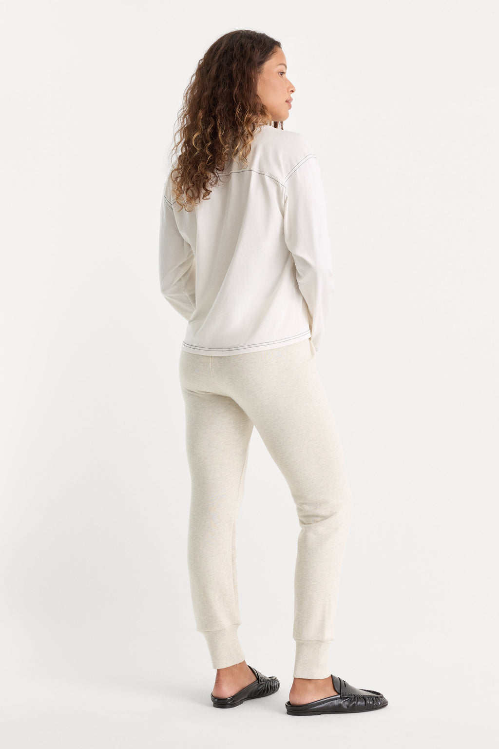 Premium THE FRENCH TERRY BUTTON FRONT LEGGING OATMEAL HEATHER