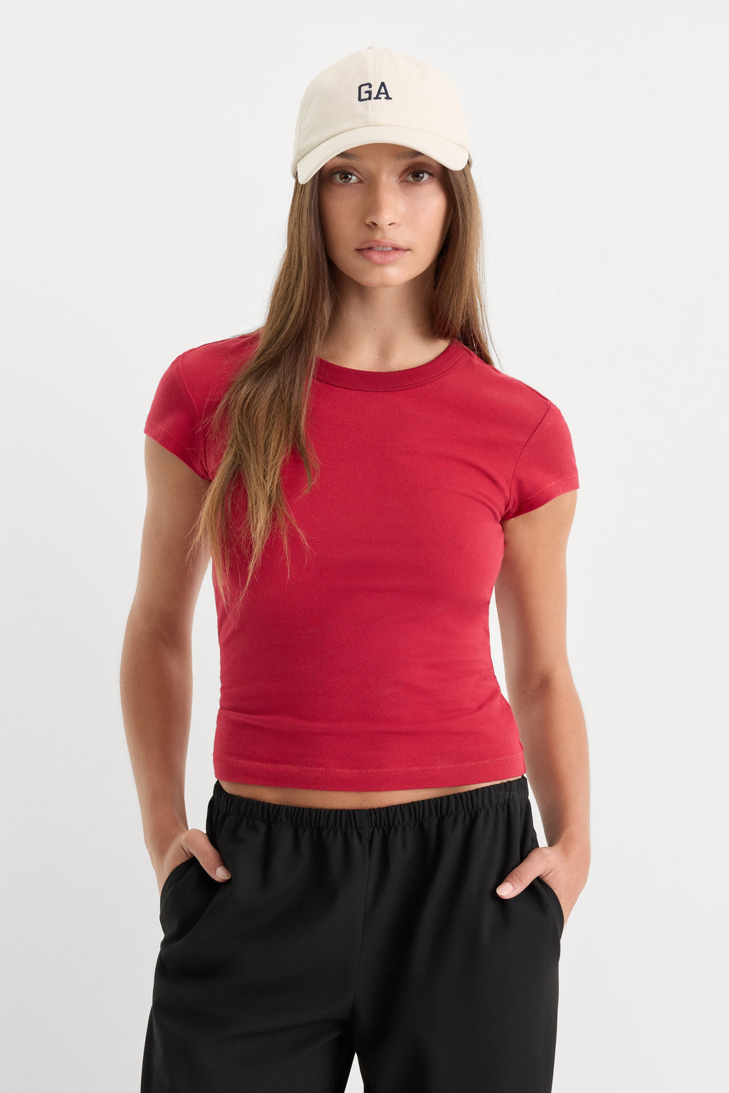 Premium THE CAP SLEEVE TEE CARMINE