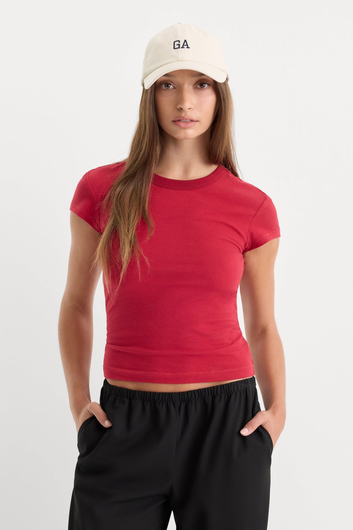 Premium THE CAP SLEEVE TEE CARMINE