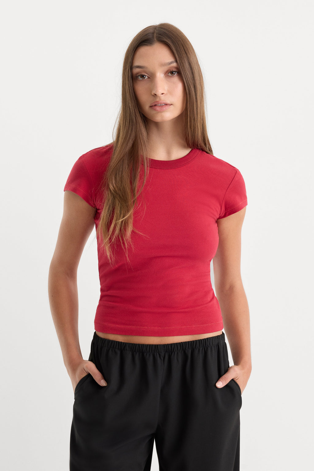 Premium THE CAP SLEEVE TEE CARMINE
