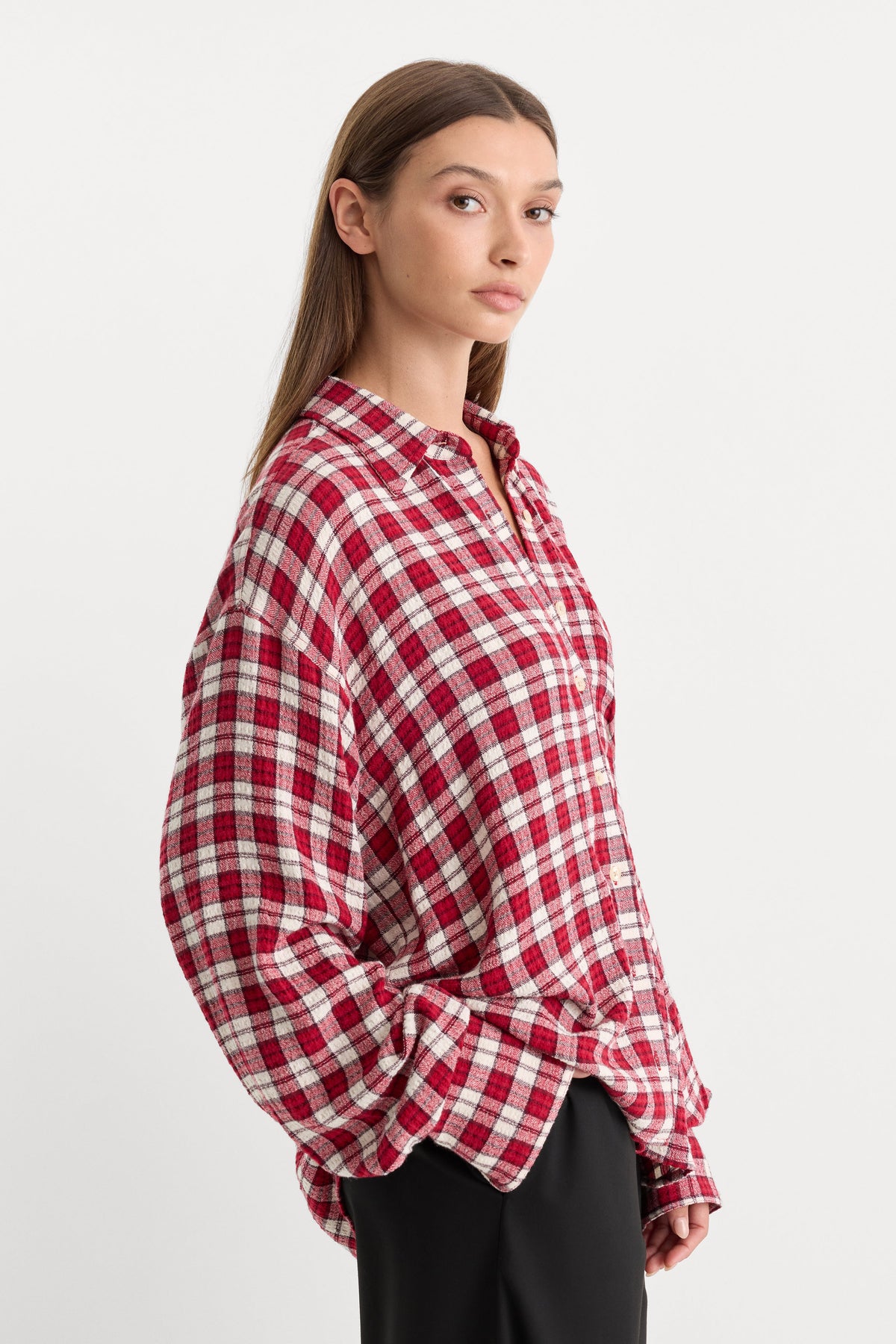 Premium THE CRINKLE EASY SHIRT CARMINE PLAID
