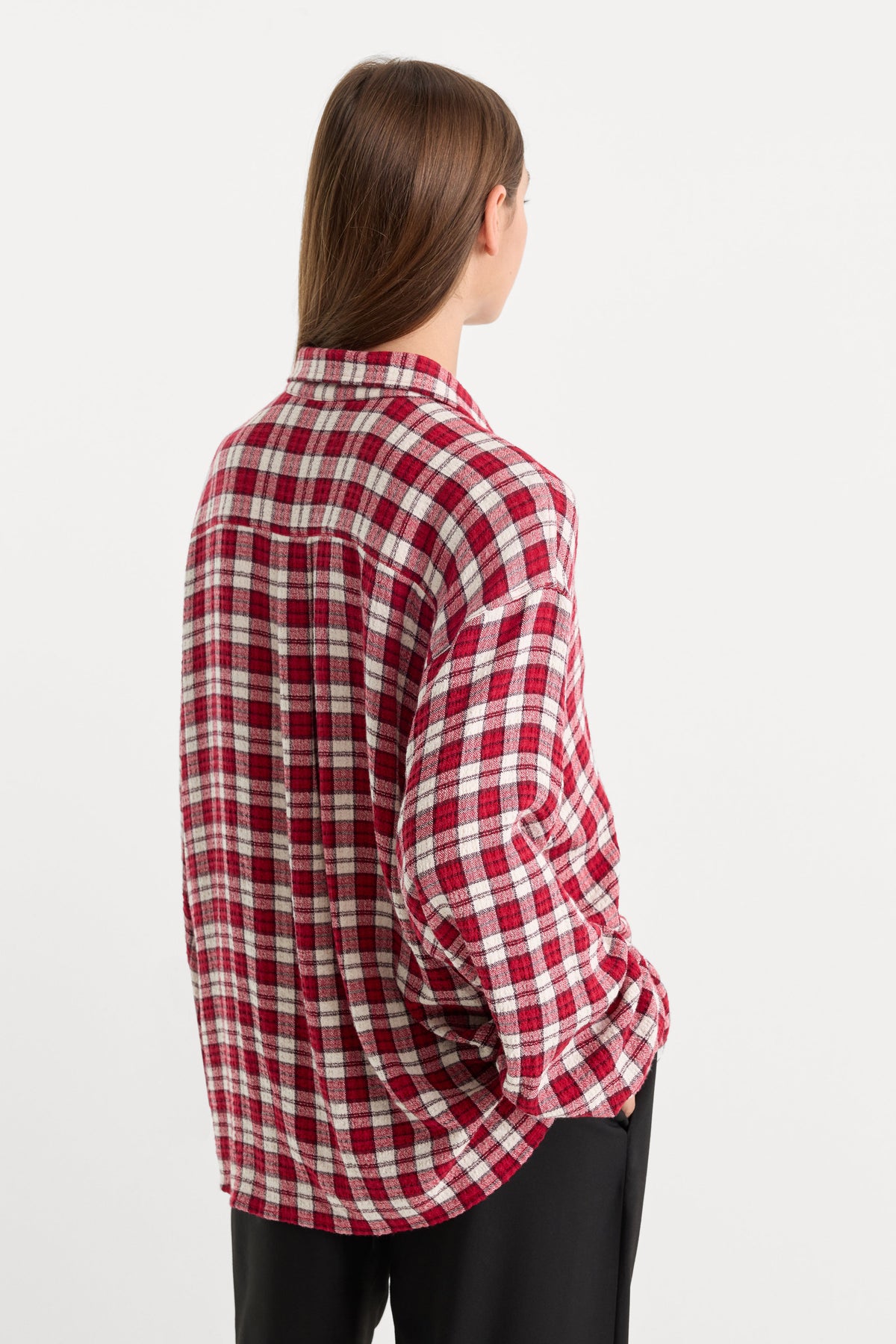 Premium THE CRINKLE EASY SHIRT CARMINE PLAID