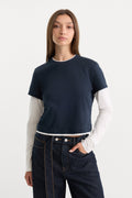 Premium THE COMBO LAYERED TEE NAVY WITH CHALK