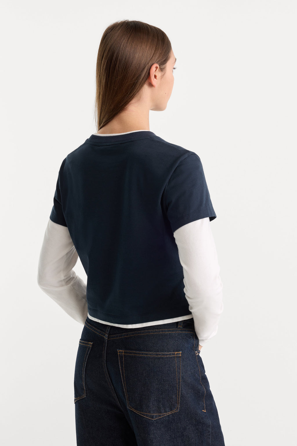 Premium THE COMBO LAYERED TEE NAVY WITH CHALK