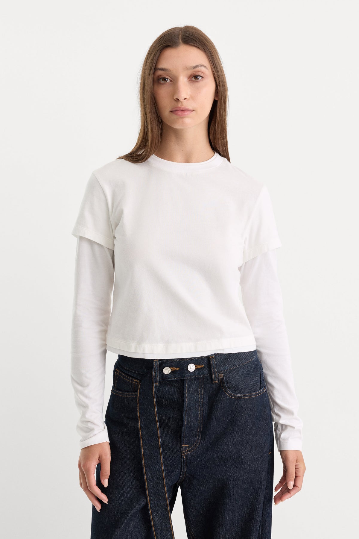 Premium THE COMBO LAYERED TEE CHALK WITH CHALK