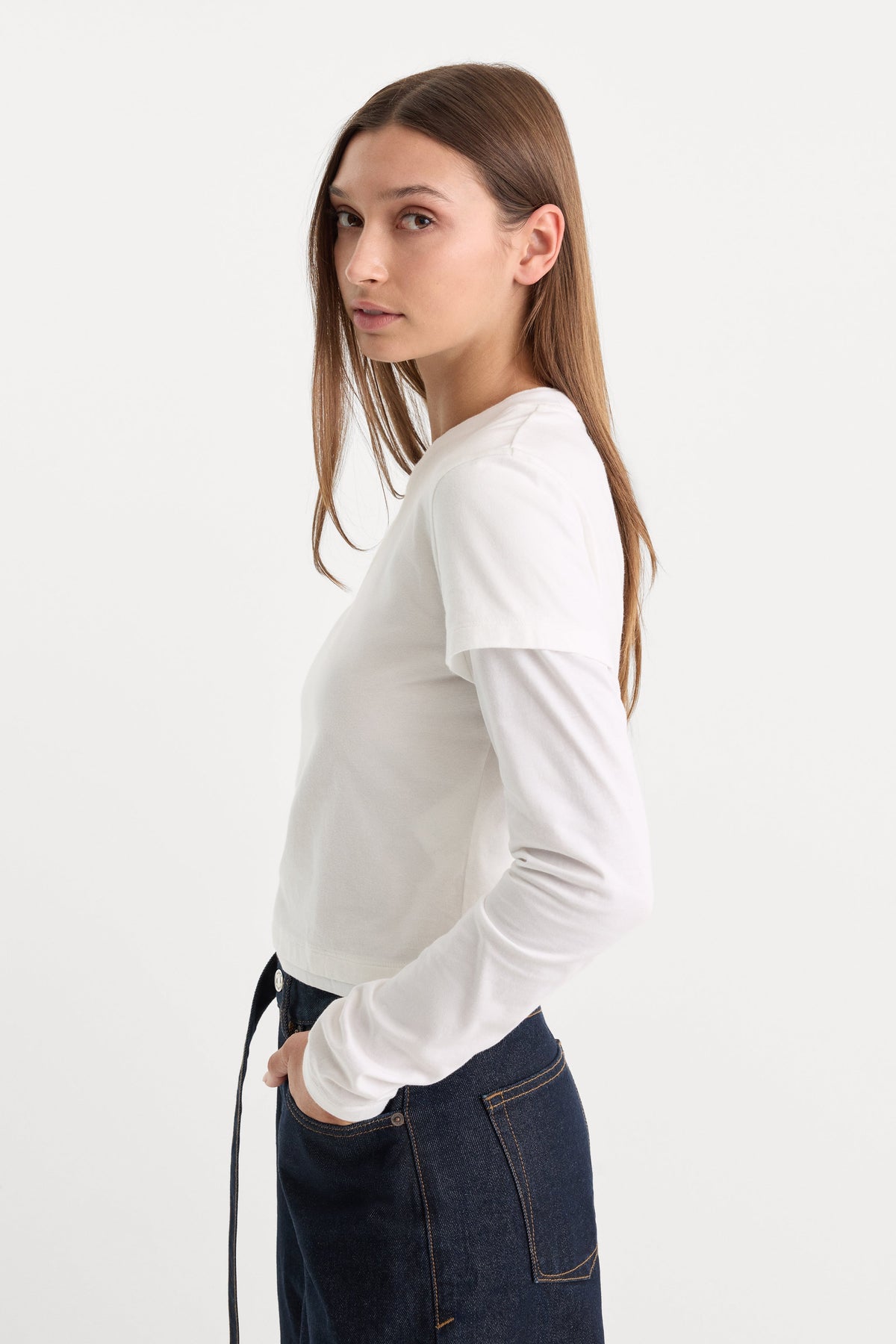 Premium THE COMBO LAYERED TEE CHALK WITH CHALK