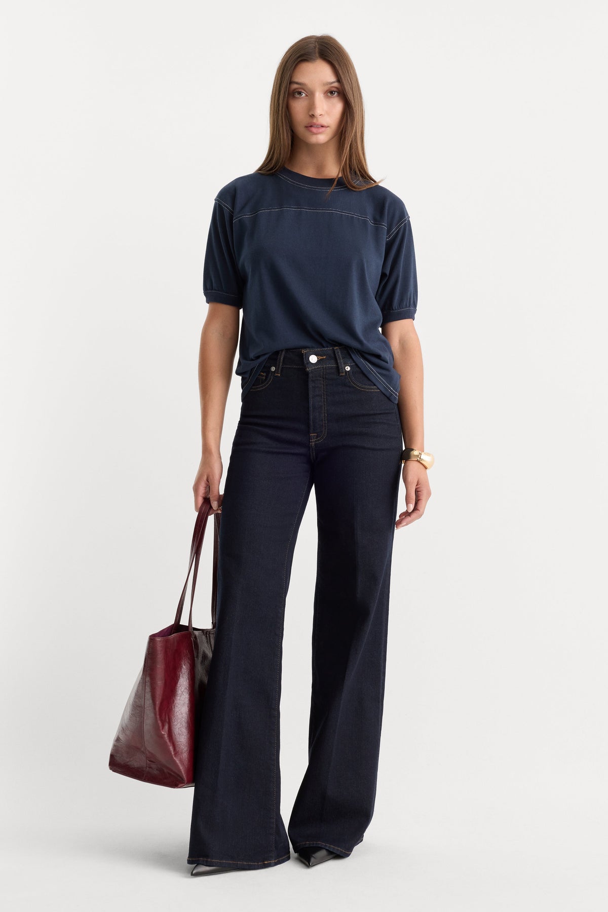 Premium GOOD WAIST PALAZZO JEANS RINSE