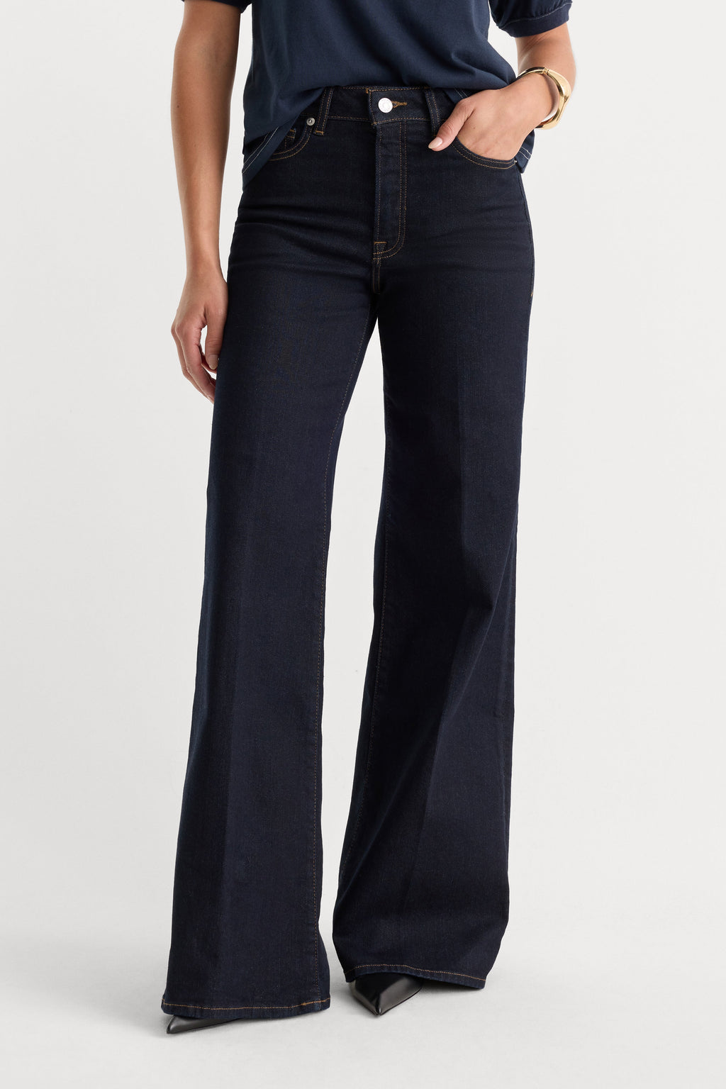 Premium GOOD WAIST PALAZZO JEANS RINSE
