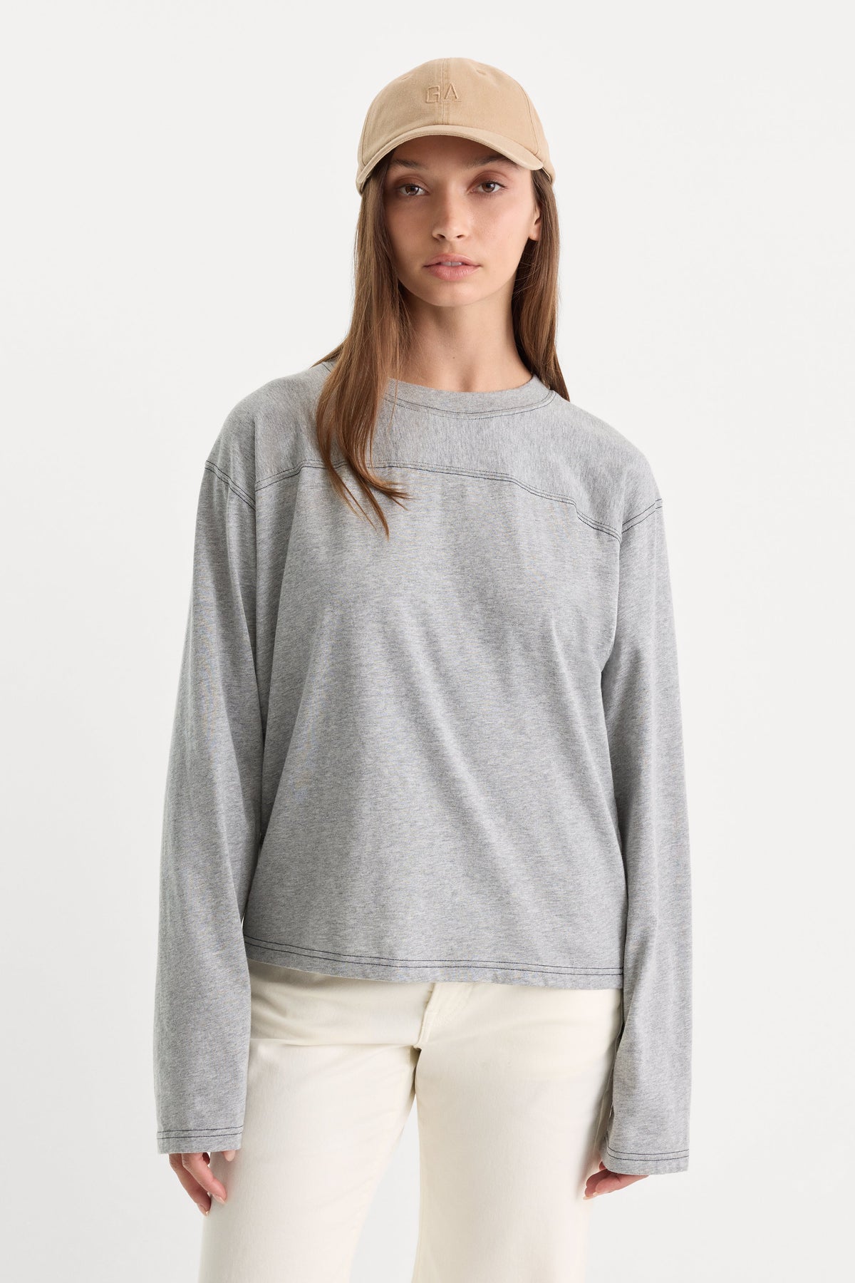 Premium THE LONG SLEEVE GYM TEE GREY MELANGE