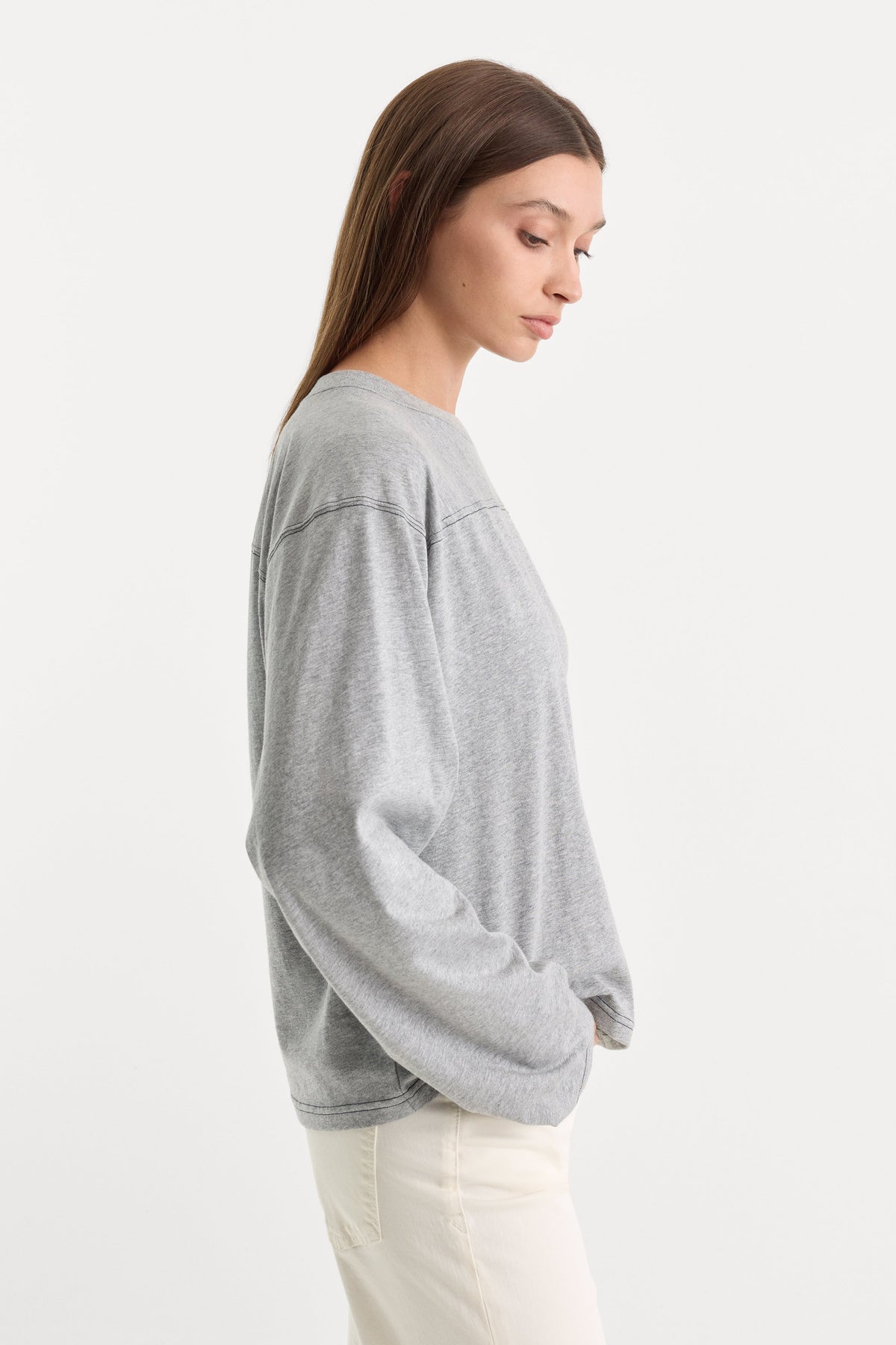 Premium THE LONG SLEEVE GYM TEE GREY MELANGE