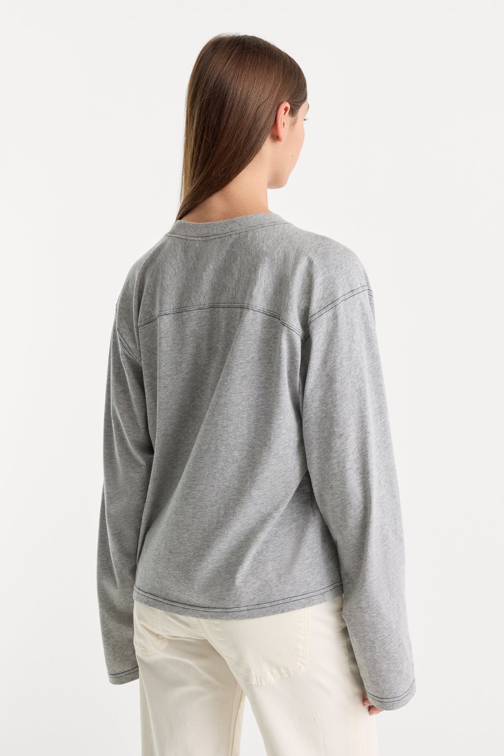 Premium THE LONG SLEEVE GYM TEE GREY MELANGE