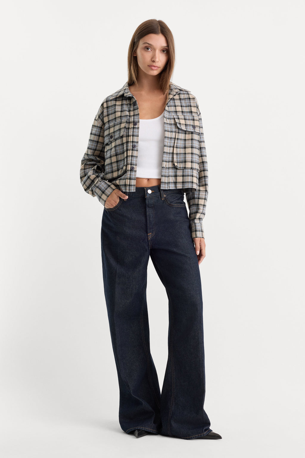 Premium THE PATCH POCKET SHIRT TAN PLAID