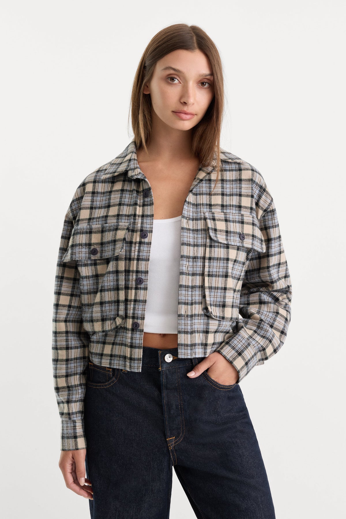 Premium THE PATCH POCKET SHIRT TAN PLAID