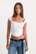 Premium DOLLY SUPER STRETCH CORSET TOP WHITE001