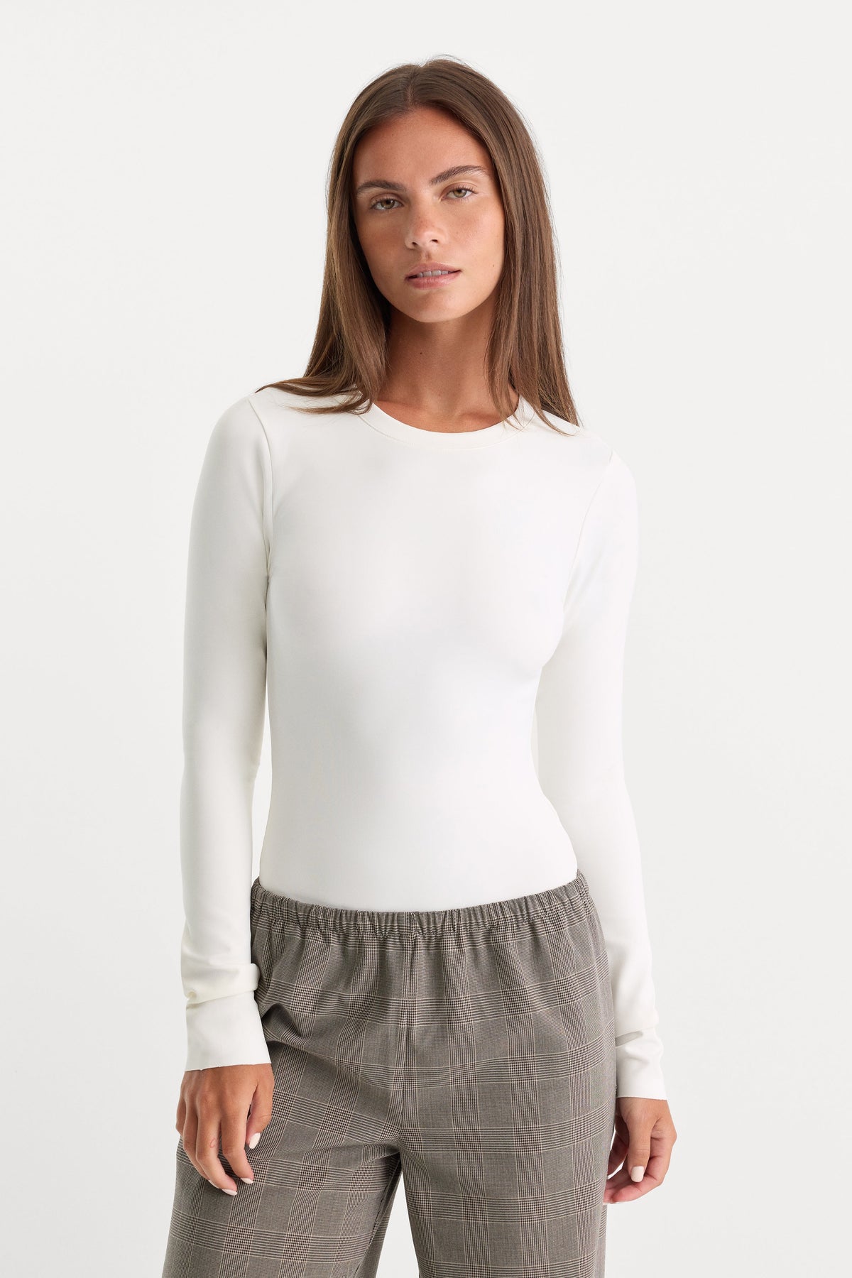 Premium THE SCULPTING MODERN LONG SLEEVE BODYSUIT WHITE
