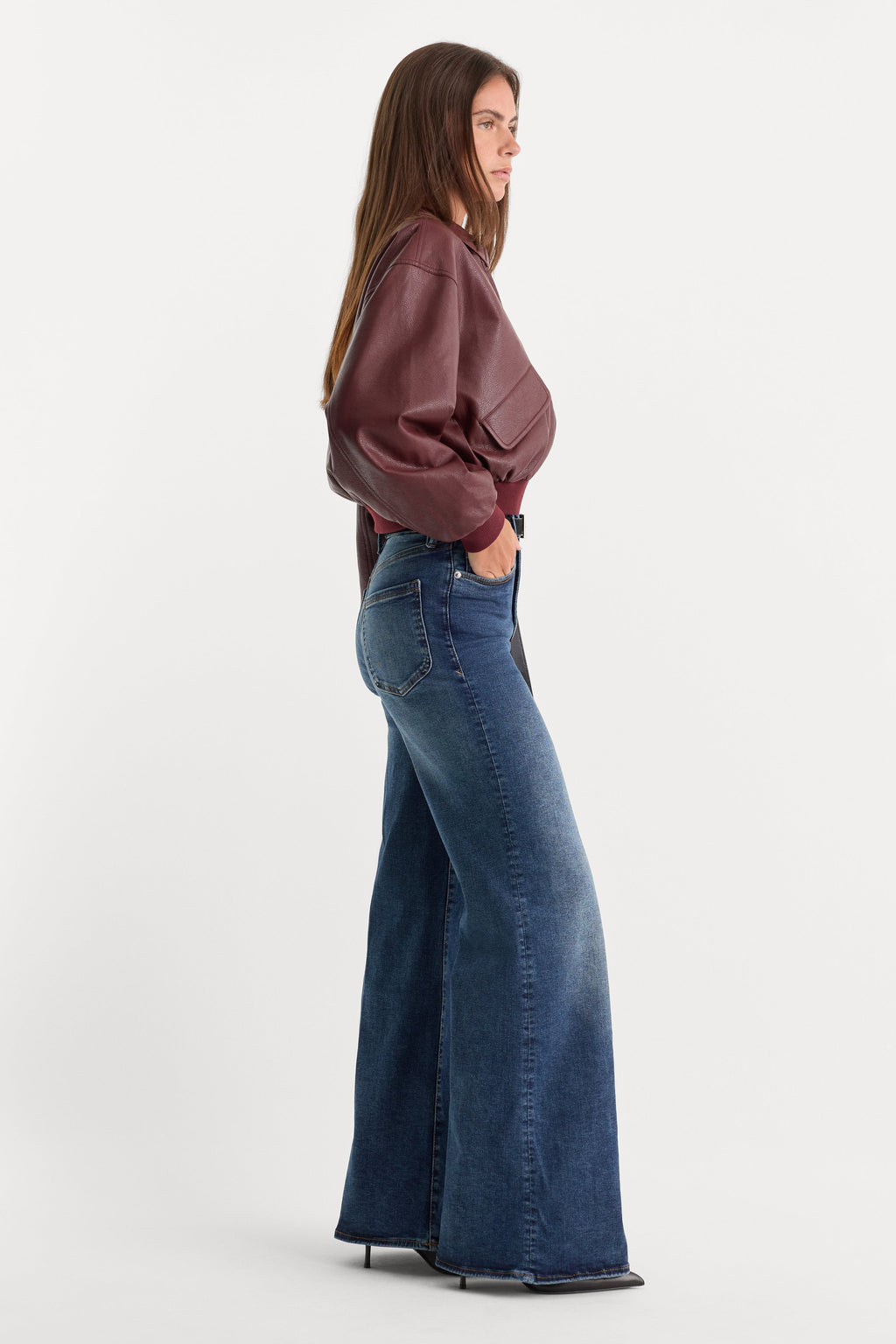 Premium GOOD WAIST PALAZZO JEANS INDIGO446