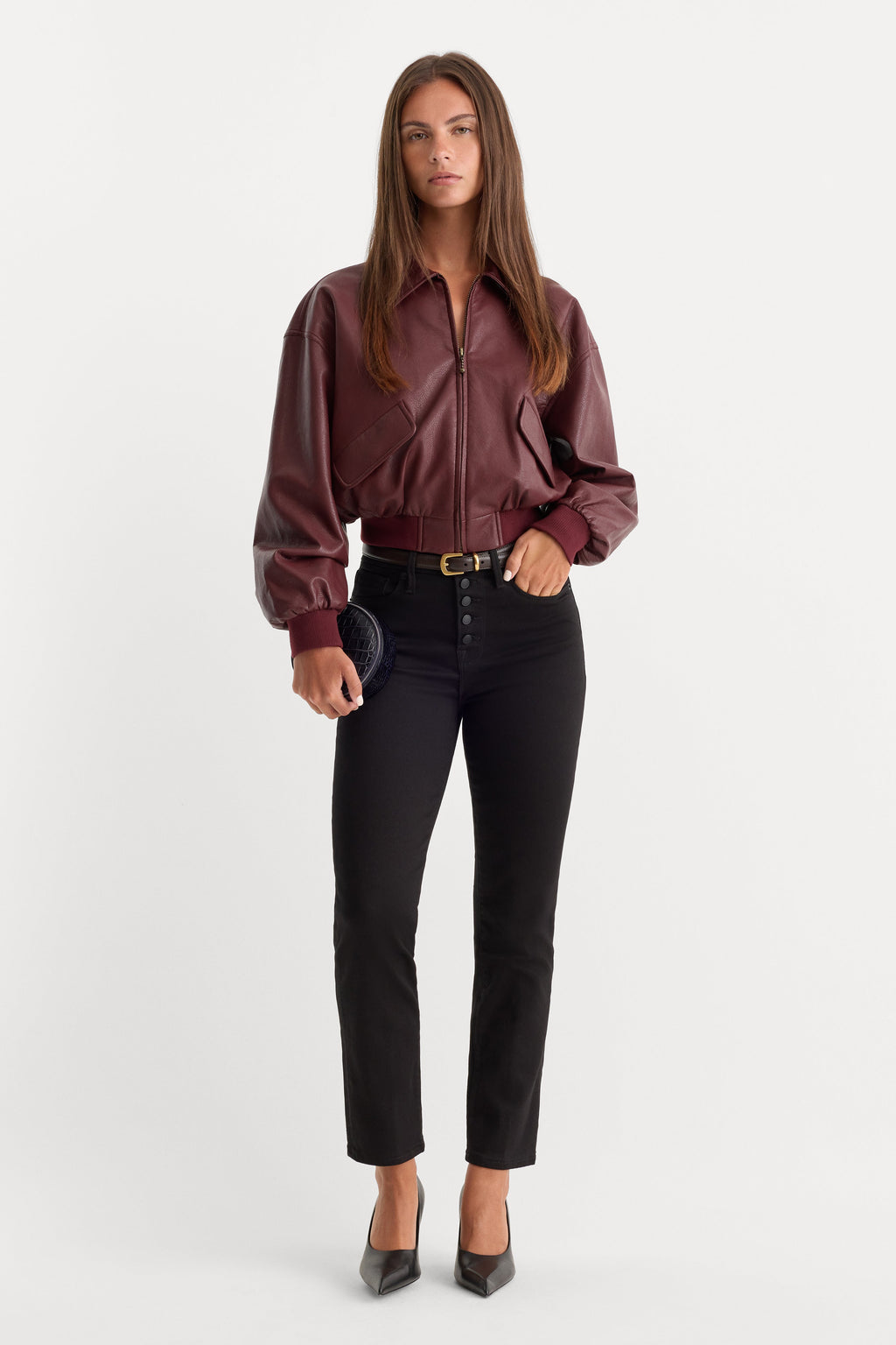 Premium NEVER FADE BUTTON FRONT GOOD LEGS STRAIGHT JEANS BLACK001