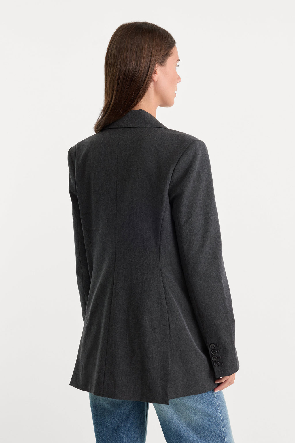 Premium ESSENTIAL SUITING OVERSIZED DOUBLE BREASTED BLAZER DARK HEATHER GRAY