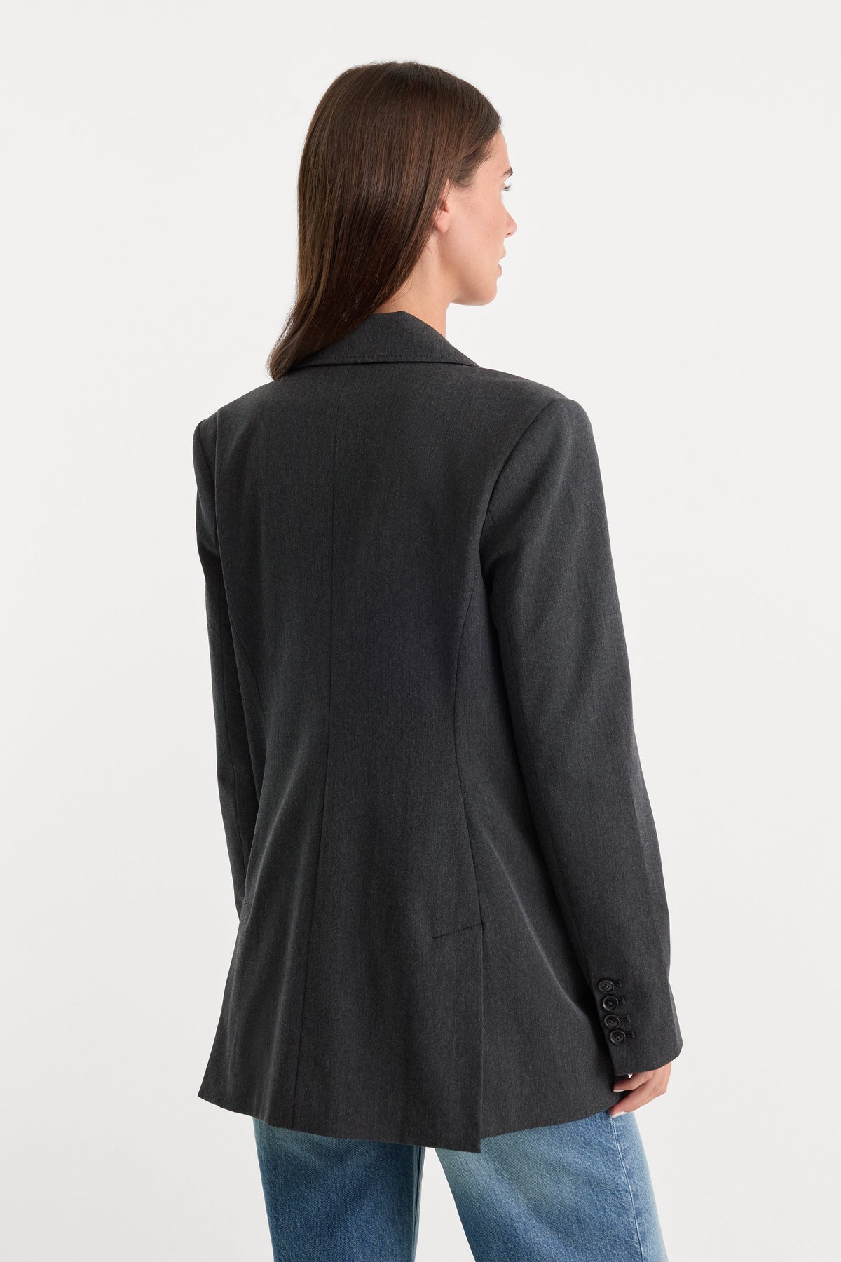 Premium ESSENTIAL SUITING OVERSIZED DOUBLE BREASTED BLAZER DARK HEATHER GRAY