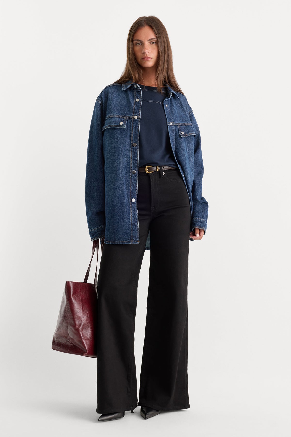 Premium NEVER FADE GOOD WAIST PALAZZO JEANS BLACK