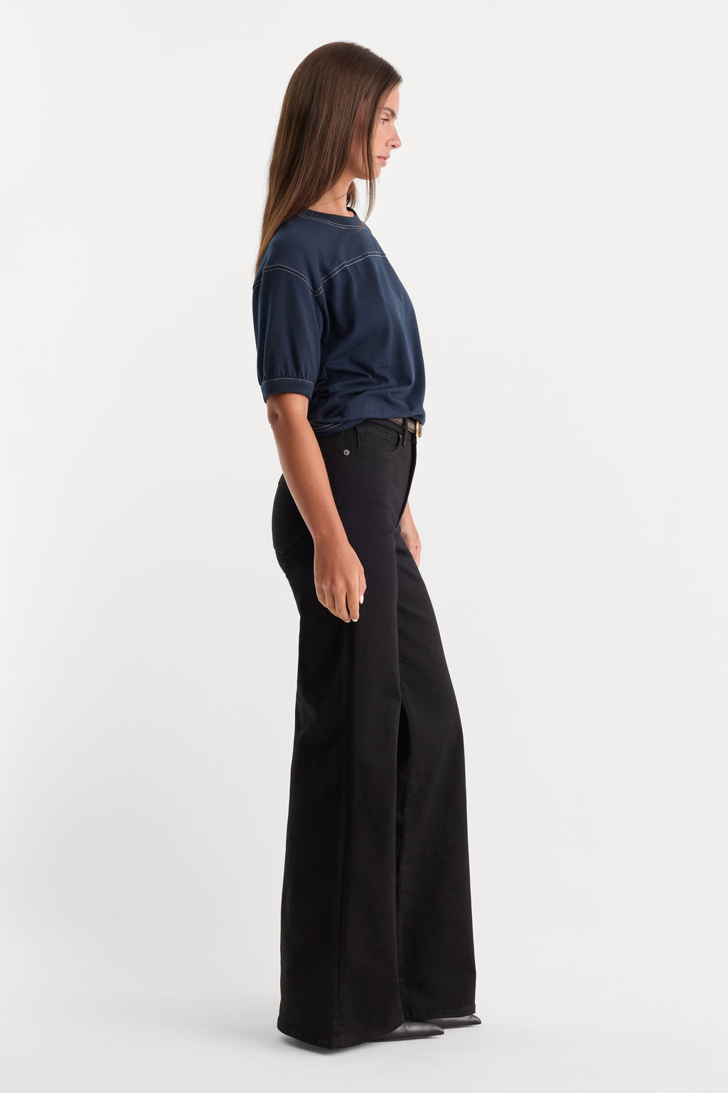 Premium NEVER FADE GOOD WAIST PALAZZO JEANS BLACK