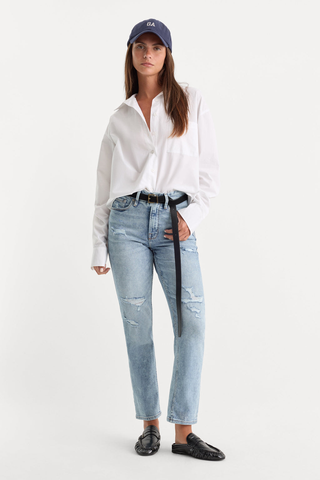 Premium GOOD ICON STRAIGHT ANKLE JEANS INDIGO1078