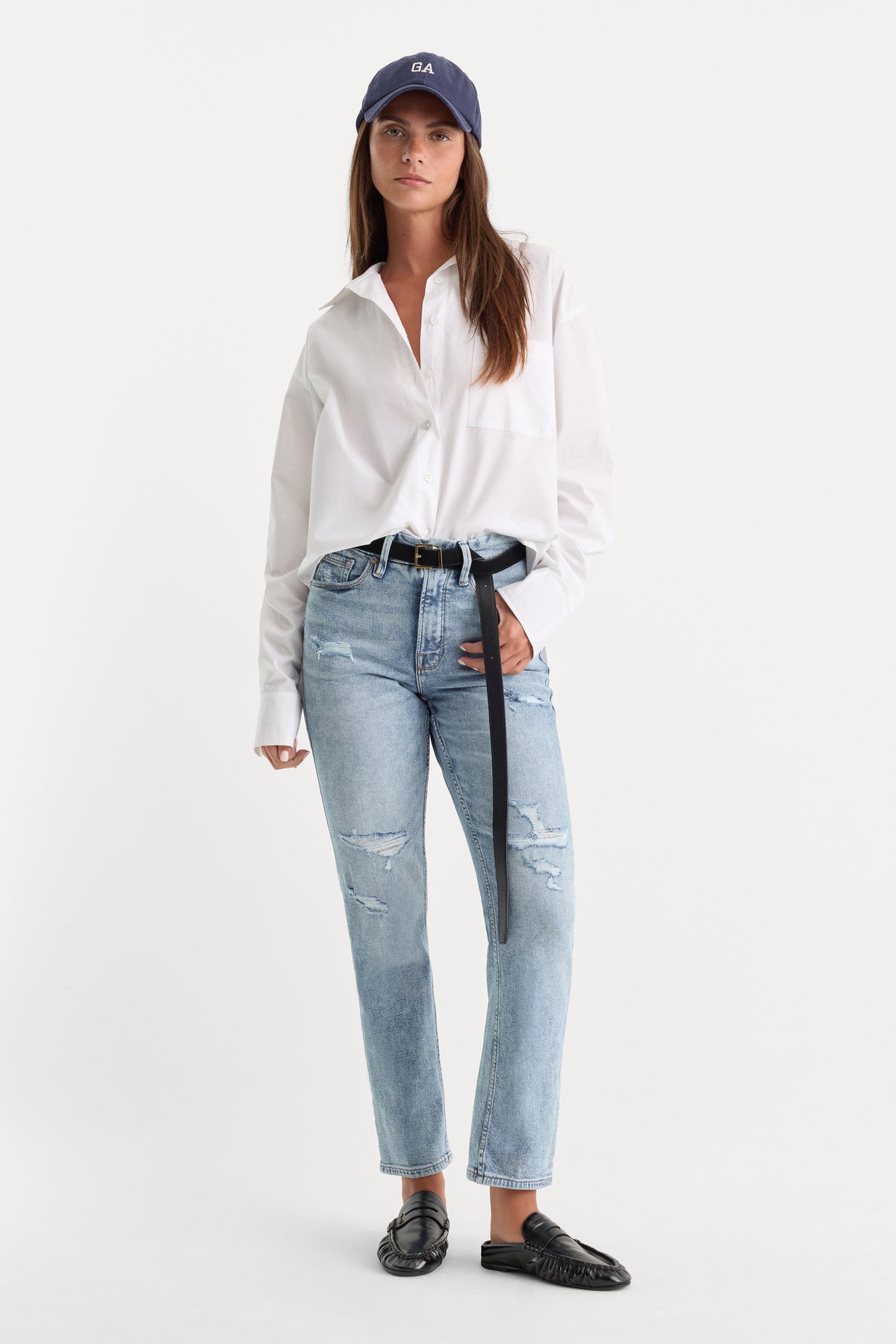 Premium GOOD ICON STRAIGHT ANKLE JEANS INDIGO1078