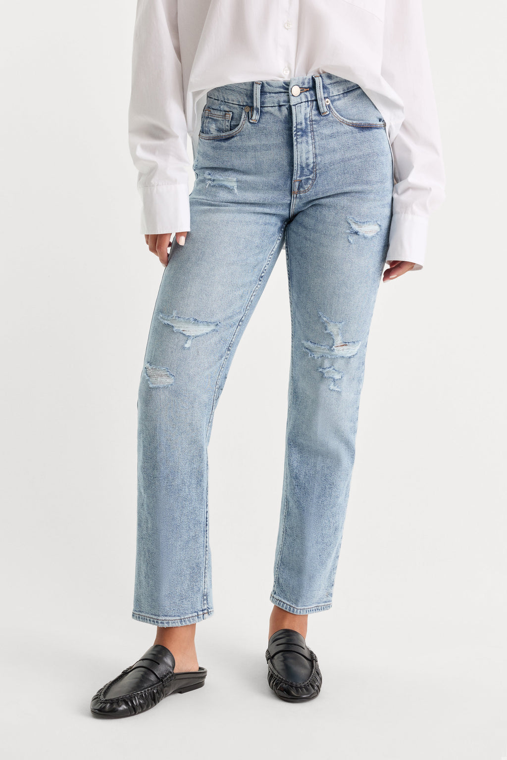 Premium GOOD ICON STRAIGHT ANKLE JEANS INDIGO1078